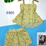 Đồ bộ quần đùi áo dây xẻ tà hoa nhí