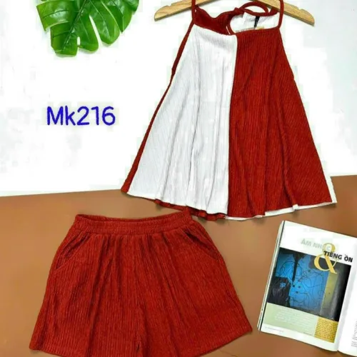 Đồ bộ quần đùi áo dây yếm 2 màu