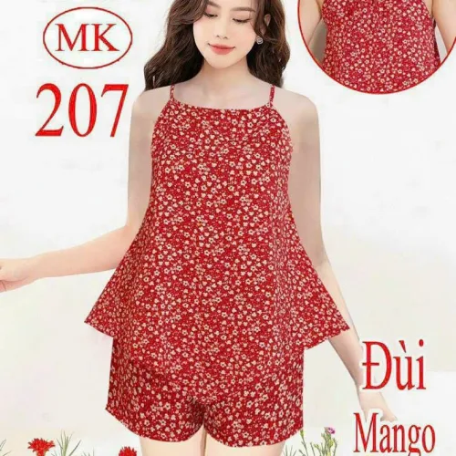 Đồ bộ quần đùi áo dây yếm hoạ tiết