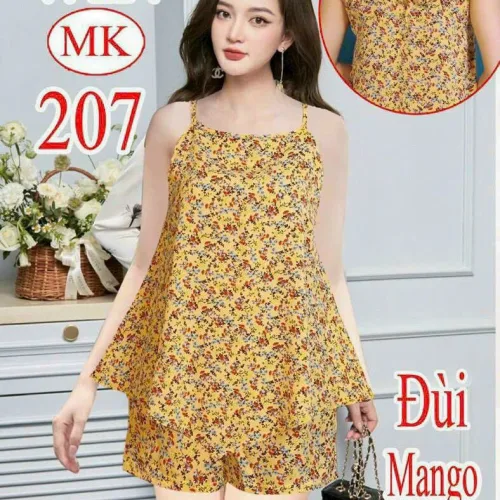 Đồ bộ quần đùi áo dây yếm hoạ tiết