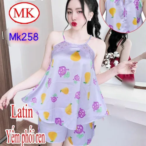 Đồ bộ quần đùi áo dây yếm hoạ tiết