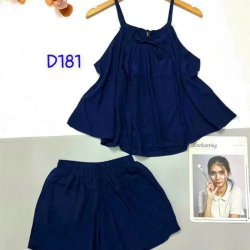 Đồ bộ quần đùi áo dây yếm màu trơn