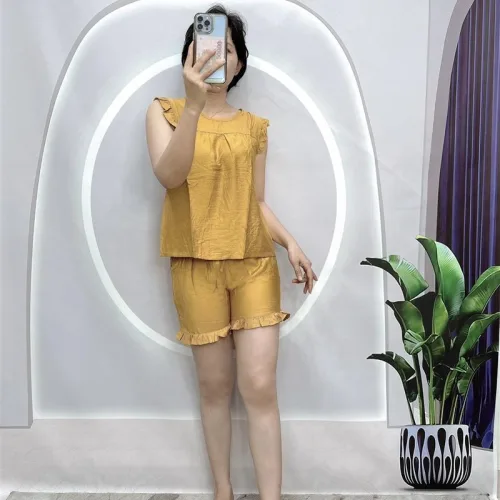 Đồ bộ quần đùi áo sát nách bèo màu trơn