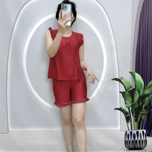 Đồ bộ quần đùi áo sát nách bèo màu trơn