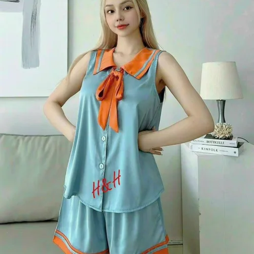 Đồ bộ quần đùi áo sát nách cổ lá sen