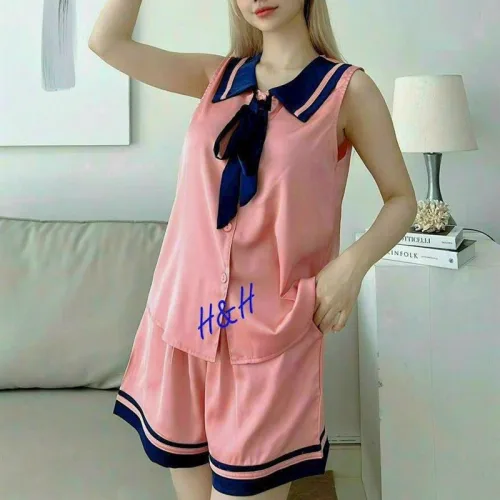 Đồ bộ quần đùi áo sát nách cổ lá sen