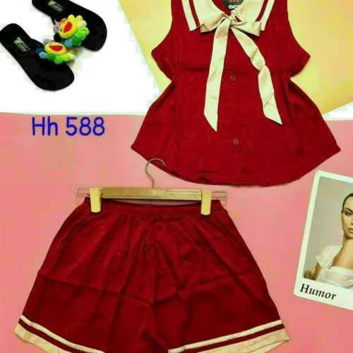Đồ bộ quần đùi áo sát nách cổ lá sen