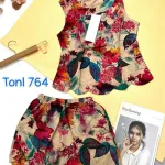 Đồ bộ quần đùi áo sát nách hoạ tiết hoa
