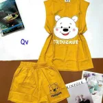 Đồ bộ quần đùi áo sát nách in hình gấu vàng