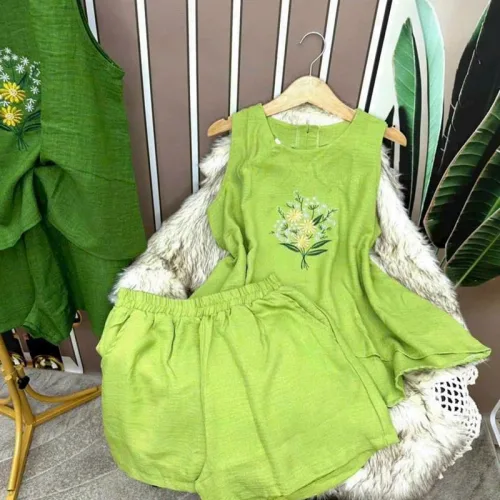 Đồ bộ quần đùi áo sát nách in hình hoa