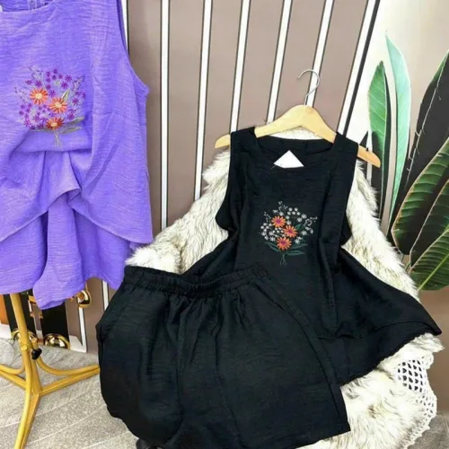 Đồ bộ quần đùi áo sát nách in hình hoa