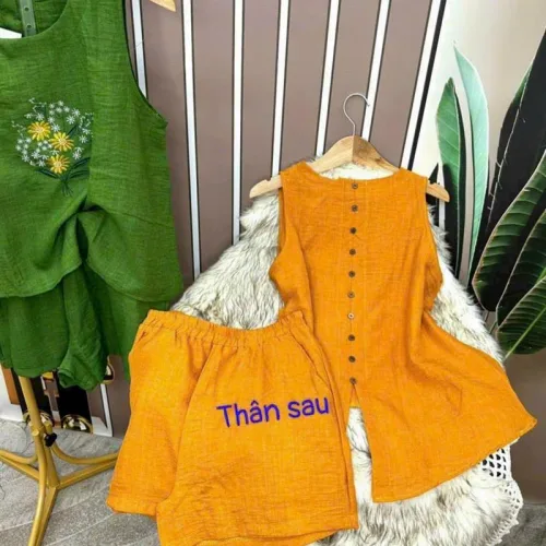 Đồ bộ quần đùi áo sát nách in hình hoa