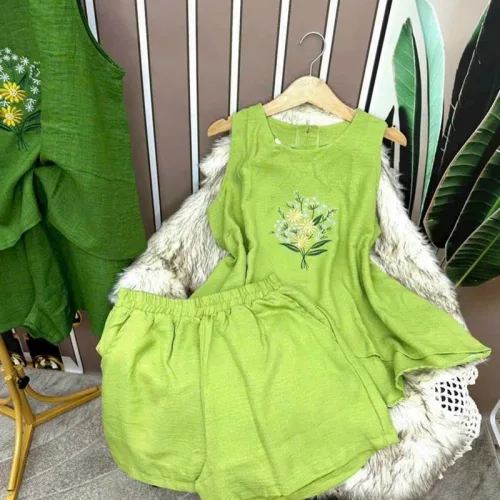 Đồ bộ quần đùi áo sát nách in hình hoa