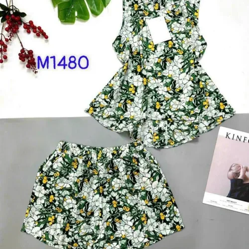 Đồ bộ quần đùi áo sát nách tầng hoạ tiết