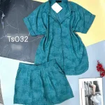 Đồ bộ quần đùi áo sơ mi tay ngắn cổ bẻ họa tiết