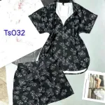 Đồ bộ quần đùi áo sơ mi tay ngắn cổ bẻ họa tiết