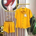 Đồ bộ quần đùi áo sơ mi tay ngắn cổ bẻ in hình