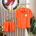 Đồ bộ quần đùi áo sơ mi tay ngắn cổ bẻ in hình