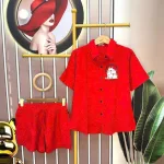 Đồ bộ quần đùi áo sơ mi tay ngắn cổ bẻ in hình