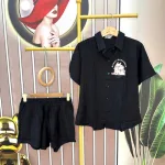 Đồ bộ quần đùi áo sơ mi tay ngắn cổ bẻ in hình