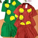 Đồ bộ quần đùi áo sơ mi tay ngắn cổ bẻ in hình