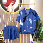 Đồ bộ quần đùi áo sơ mi tay ngắn cổ bẻ in hình