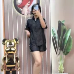 Đồ bộ quần đùi áo sơ mi tay ngắn cổ bẻ màu trơn