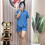 Đồ bộ quần đùi áo sơ mi tay ngắn cổ bẻ màu trơn