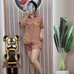 Đồ bộ quần đùi áo sơ mi tay ngắn cổ bẻ túi giả