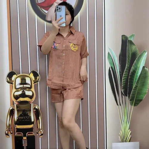 Đồ bộ quần đùi áo sơ mi tay ngắn cổ bẻ túi giả