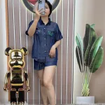 Đồ bộ quần đùi áo sơ mi tay ngắn cổ bẻ túi giả