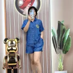 Đồ bộ quần đùi áo sơ mi tay ngắn có túi giả