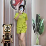 Đồ bộ quần đùi áo sơ mi tay ngắn có túi giả