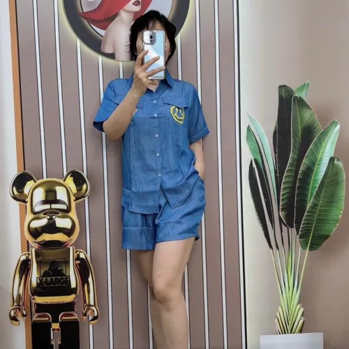 Đồ bộ quần đùi áo sơ mi tay ngắn có túi giả
