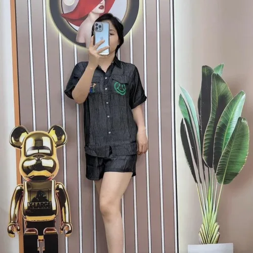 Đồ bộ quần đùi áo sơ mi tay ngắn có túi giả