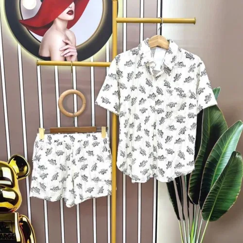 Đồ bộ quần đùi áo sơ mi tay ngắn hoạ tiết
