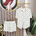 Đồ bộ quần đùi áo sơ mi tay ngắn hoạ tiết