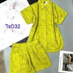 Đồ bộ quần đùi áo sơ mi tay ngắn hoạ tiết hoa