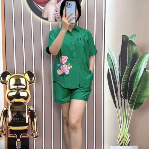 Đồ bộ quần đùi áo sơ mi tay ngắn in chữ