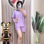Đồ bộ quần đùi áo sơ mi tay ngắn in chữ