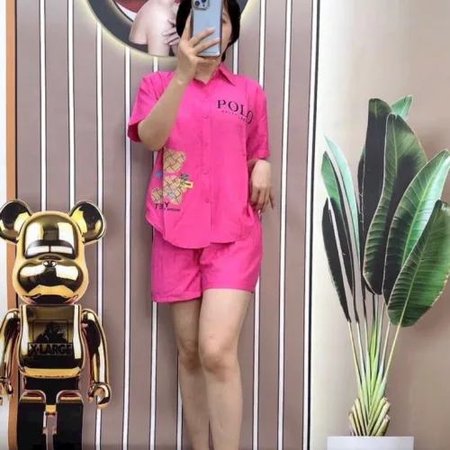 Đồ bộ quần đùi áo sơ mi tay ngắn in chữ