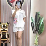Đồ bộ quần đùi áo sơ mi tay ngắn in chữ