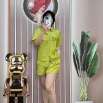 Đồ bộ quần đùi áo sơ mi tay ngắn in hình