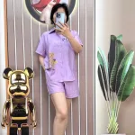 Đồ bộ quần đùi áo sơ mi tay ngắn in hình