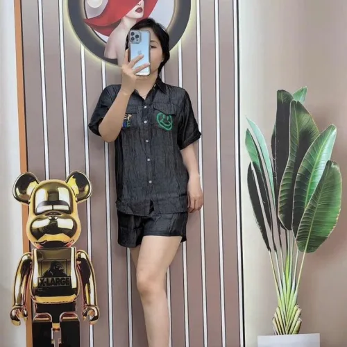 Đồ bộ quần đùi áo sơ mi tay ngắn in hình