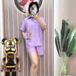 Đồ bộ quần đùi áo sơ mi tay ngắn in hình