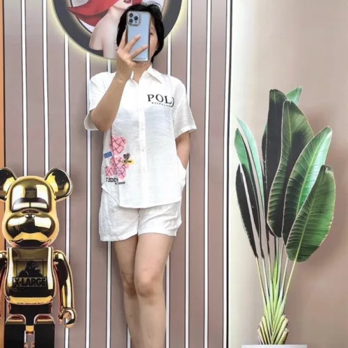 Đồ bộ quần đùi áo sơ mi tay ngắn in hình