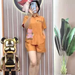 Đồ bộ quần đùi áo sơ mi tay ngắn in hình