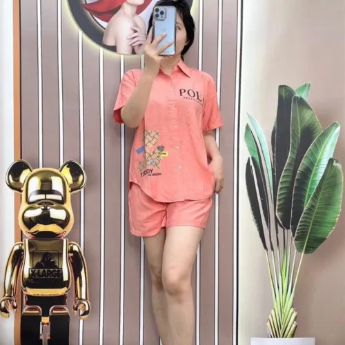 Đồ bộ quần đùi áo sơ mi tay ngắn in hình