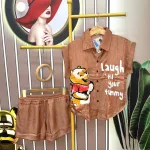 Đồ bộ quần đùi áo sơ mi tay ngắn in hình